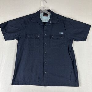 Dickies Genuine, Button Down Shirt, Navy Blue Durable/Rugged, Two Button Pockets
